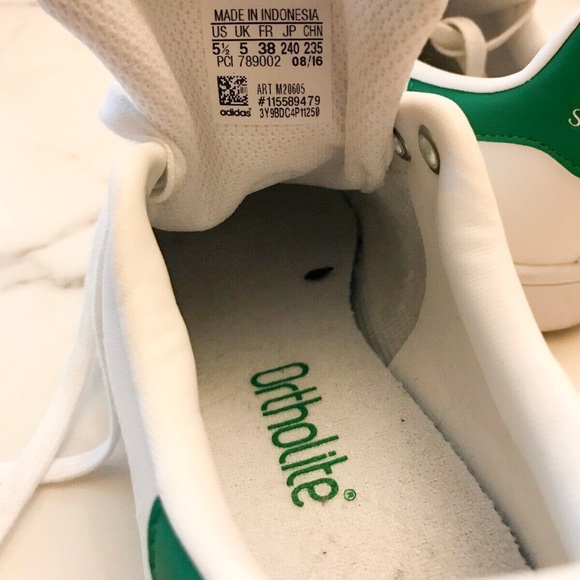 Adidas Stan Smith Originals White and Green Sz 5.5 - Picture 5 of 6